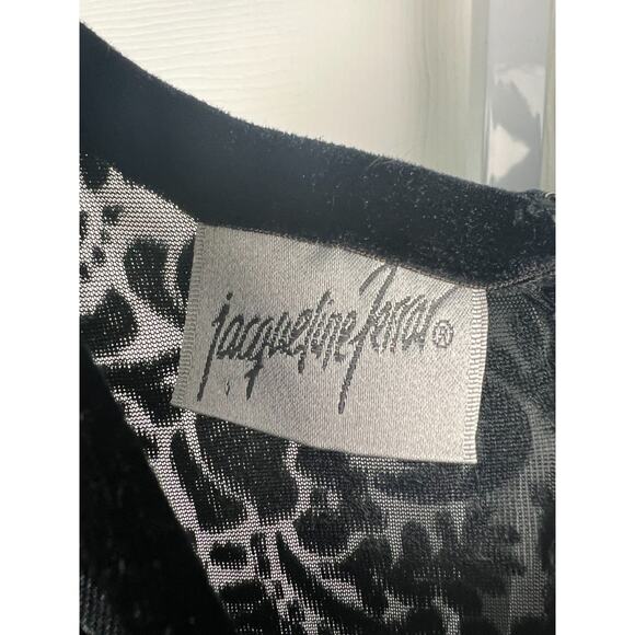 Jacqueline Ferrar Black Velvet Burnout Dress Womens 4 Sleeveless Cocktail Party - Picture 2 of 9